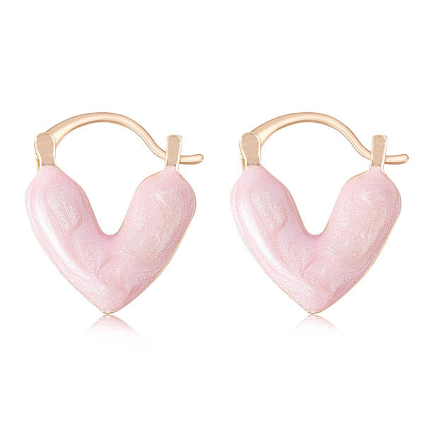 Enamel Heart Hoop Earrings
