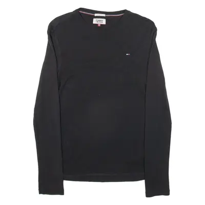 TOMMY HILFIGER Slim Fit Mens T-Shirt Black Long Sleeve M