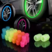 JADEWHEEL Fluorescent Tire Valve Cap Set, 4 Counts/set Night Glow Stem Covers for Car Tire, Waterproof Luminous Car Tire Valv...