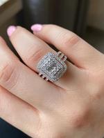 Women's Elegant Square Shaped Artificial Diamond Ring, Exquisite Trendy Ring, Fashionable Jewelry for Women As Engagement & W...