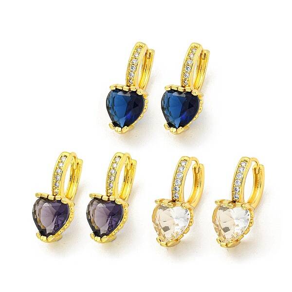 Brass Micro Pave Cubic Zirconia Hoop Earring
