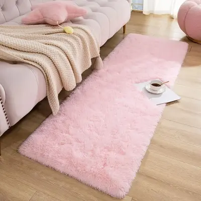 Solid Color Fuzzy Area Large Rug, Non-slip Soft Floor Carpet, Practical Decorative Mat for Home Living Room Bedroom Bedside,�...