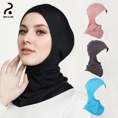 RIMAIRE Adjustable Modal hijabs Turban Set Ramadan Hijab Cap Muslim Strech Undercap for Girls Premium Scarf Hat fashionable c...
