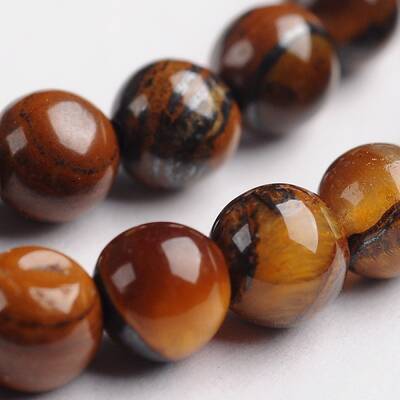 Round Natural Tiger Eye Gemstone Bead Strands