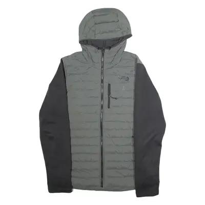 THE NORTH FACE 700 Mens Puffer Jacket Grey Hooded Colourblock M