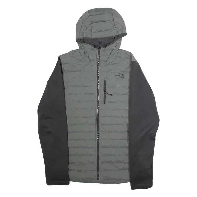 THE NORTH FACE 700 Mens Puffer Jacket Grey Hooded Colourblock M