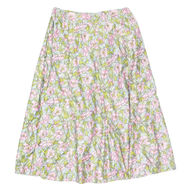 Womens A-Line Skirt Pink Knee Length Floral S