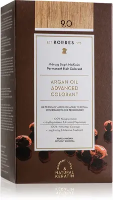 Korres Argan Oil permanent hair dye with argan oil color 9.0 very light blonde