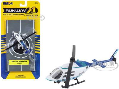 Bell 206 Jetranger Helicopter White and Blue \