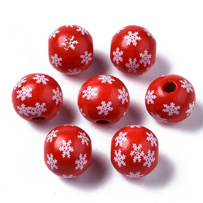 Painted Natural Wood European Beads