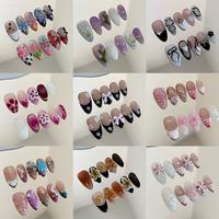 3D FLOWER HANDMADE PRESS ON NAILS,10PCS/SET FAKE NAILS REUSABLE LUXURY ACRYLIC NAILS SET,25-50,LONG COFFIN MEDIUM ALMOND SHOR...