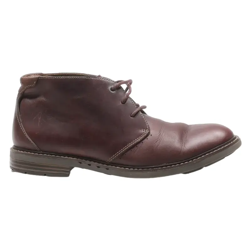 CLARKS Lace-Up Boots Maroon Leather Mens UK 7