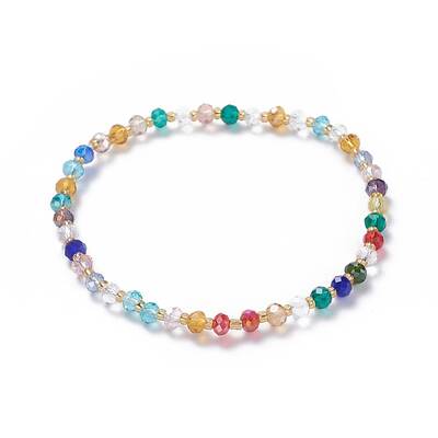 Electroplate Glass Faceted Abacus Beads Stretch Bracelets