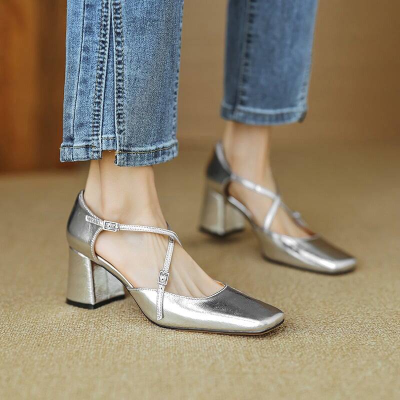 CHIKO Annalise Square Toe Block Heels Pumps Shoes