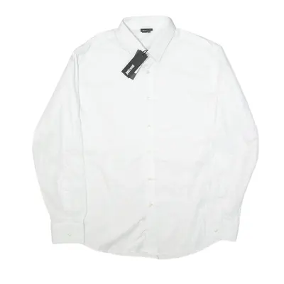 JUST CAVALLI Plain Shirt White Long Sleeve Mens L