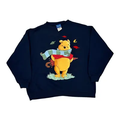 Winnie The Pooh Disney Graphic Sweatshirt - Large Navy Cotton Blend