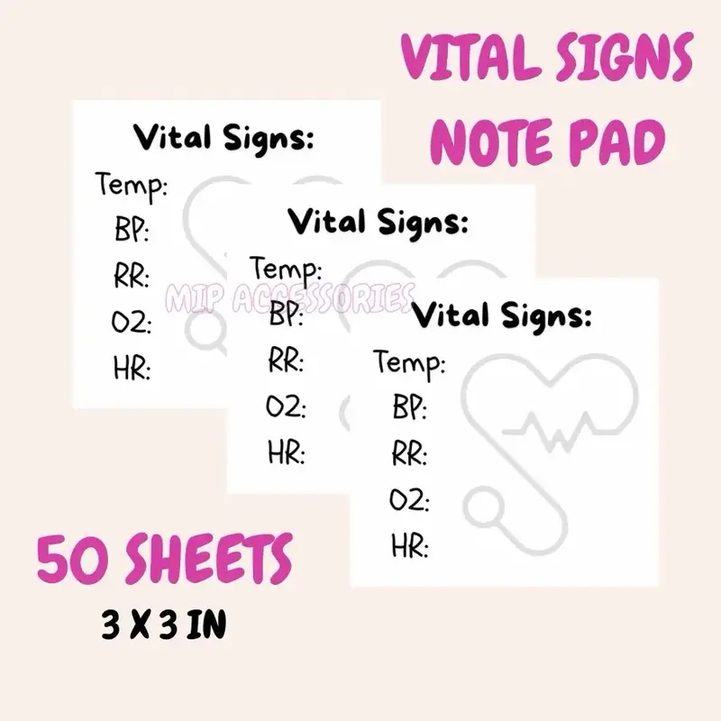 Vital Signs Memo Pads Notepad 50 sheets 3x3 in For Student & Nurse - Buy 2 Get Pen & Pencil christmas craft
