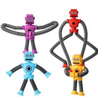 Cute Long Arm Robot Design Suction Cup Toy, 4 Counts/set Sensory Retractable Tube Cartoon Stretching Tube, Stress Relief Toy ...