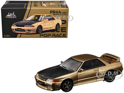 Skyline GT-R R32 RHD (Right Hand Drive) Chrome Gold with Carbon Hood Tokyo Auto Salon 2025 1/64 Diecast Model Car by Pop Ra...