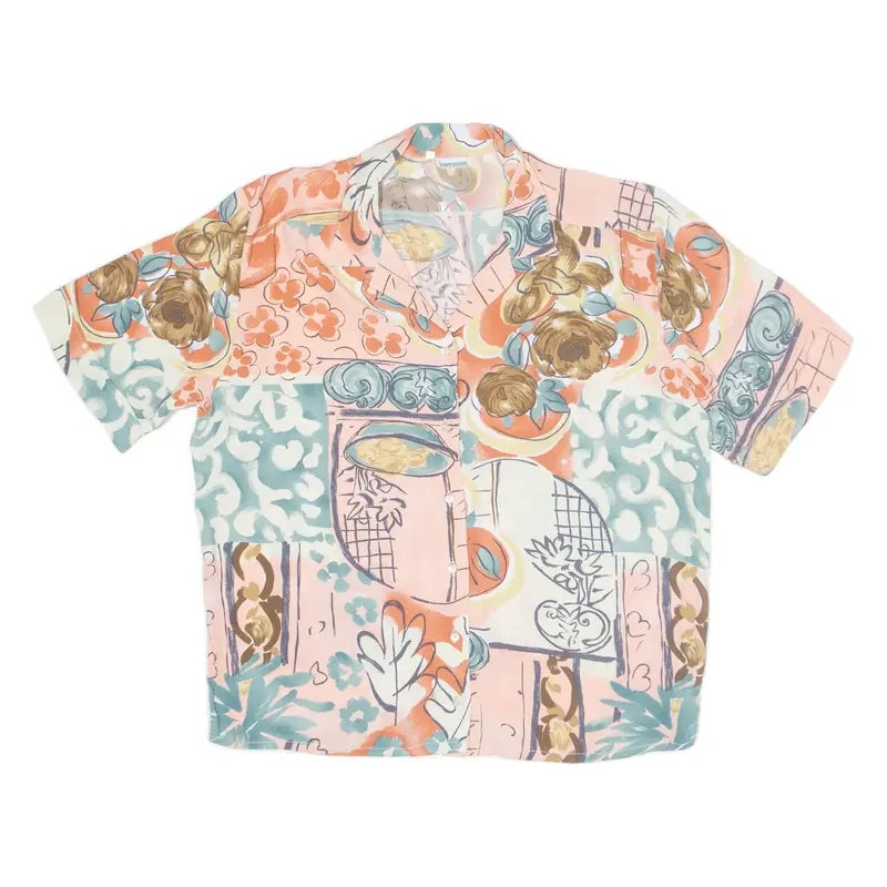 ACKERMANN Shirt Pink Crazy Pattern Short Sleeve Womens L