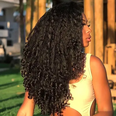 9x6 Kinky Straight With Spiral Curly End M-cap Draw String Wear Go Wig