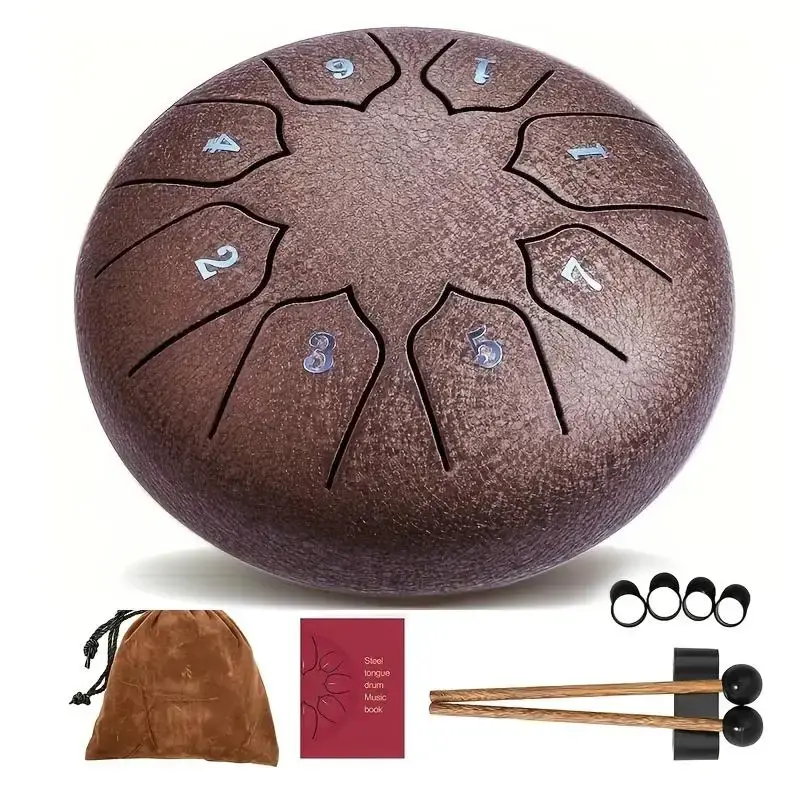 6 Inch 8 Note Steel Tongue Drum, 1 Set Steel Tongue Drum with Storage Bag, Mallet, Mallet Holder & Finger Cover, Percussion ...