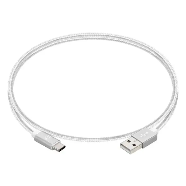 38903 Monoprice Palette Series USB 2.0 USB-C to USB-A Charge and Sync Nylon-Braid Cable 1.5ft White