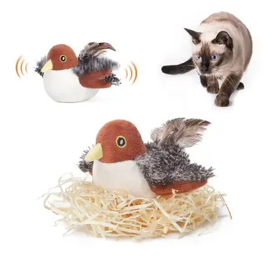 Potaroma Cat Toys Flapping Bird (No Flying), Interactive Cat Exercise Toys, Lifelike Cat Kicker Catnip Toys Chirp Tweet, Inte...