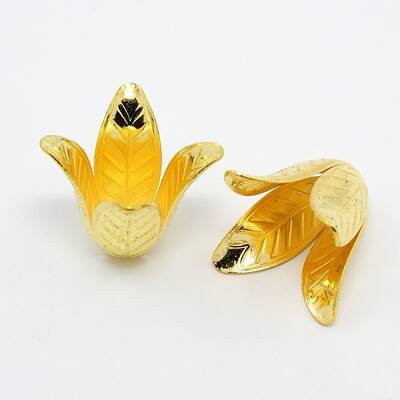 4-Petal Brass Flower Bead Caps
