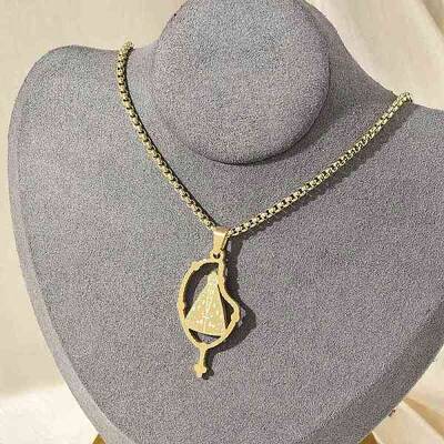 304 Stainless Steel Nossa Senhora Aparecida Virgin Pendant Box Chain Necklaces