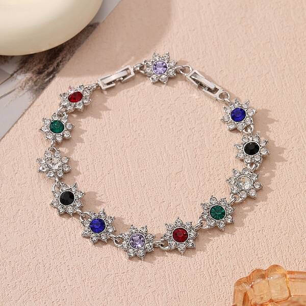 Alloy Rhinestone Link Chain Bracelets