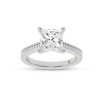 Paris Channel Set Princess Cut Lab Diamond Engagement Ring | 18K White Gold 3 1/4 CT. TW.