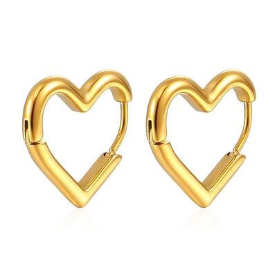 Heart Stainless Steel Hoop Earrings