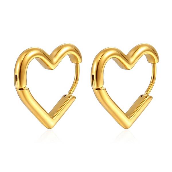 Heart Stainless Steel Hoop Earrings