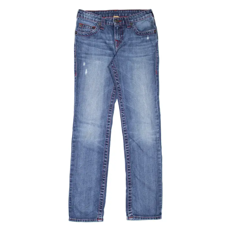 TRUE RELIGION Girls Jeans Blue Slim Straight Stone Wash W25 L28