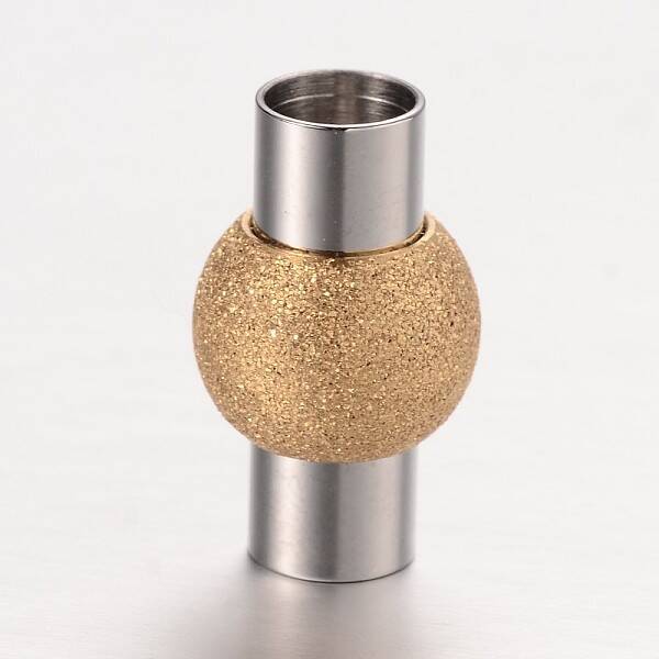 Textured 304 Stainless Steel Column Magnetic Clasps with Glue-in Ends