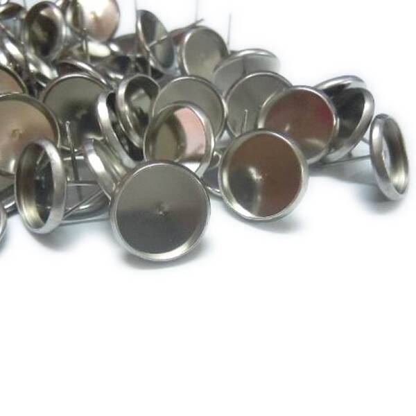 Tarnish Resistant 304 Stainless Steel Flat Round Stud Earring Settings