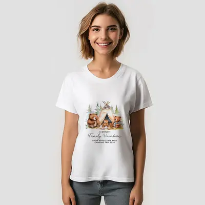 Family Vacation Personalized Cute Camping Bears TShirt