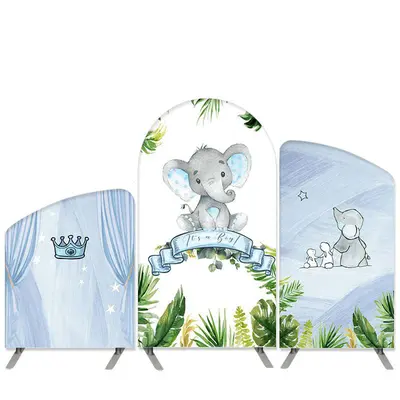 Aperturee Elephant Theme Its A Boy Baby Shower Arch Backdrop Kit | Custom Chiara Arched Covers | Round Arch Backdrop Cover | ...