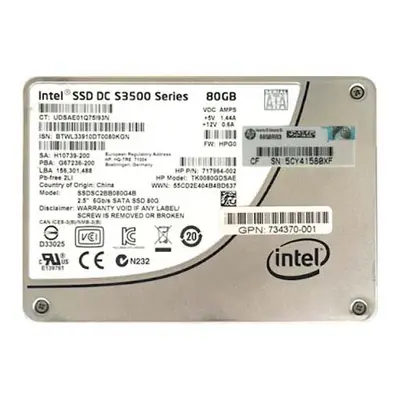 717964-002 HP 80GB Multi-Level Cell SATA 6Gb/s 2.5-Inch Enterprise Solid State Drive for ProLiant Servers