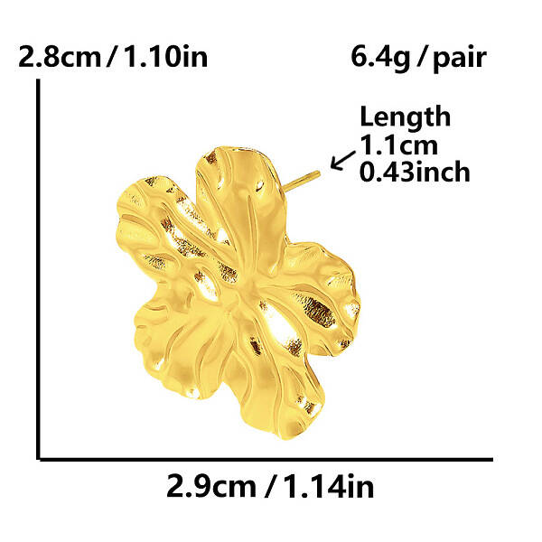 304 Stainless Steel Fashionable Flower Stud Earrings with Exaggerated Design and High-end Quality