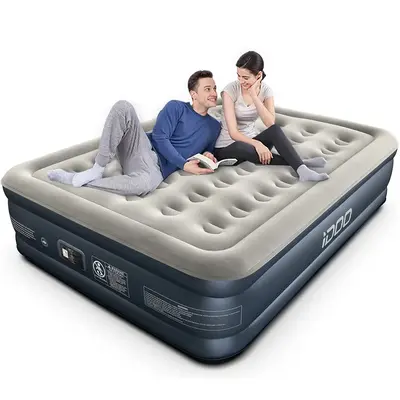 iDOO Queen Air Mattress with Built in Pump, 18 Raised Comfort Blow up Mattress, Upgraded Four Chamber Airbed, Inflatable Matt...