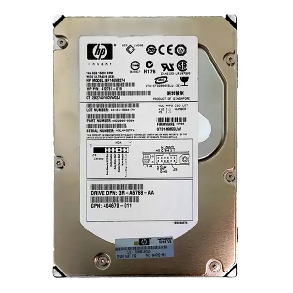 404670-011 HP 146.8GB Ultra-320 SCSI 10000 3.5-inch Hard Drive