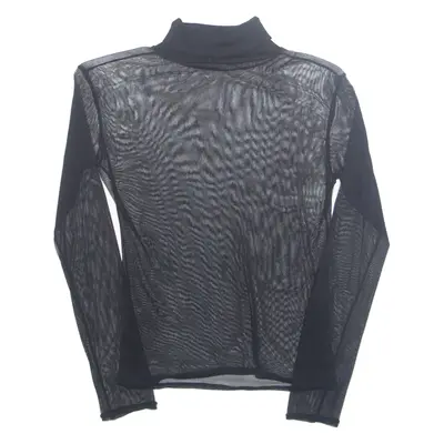 Sheer Womens Top Black High Neck Long Sleeve S