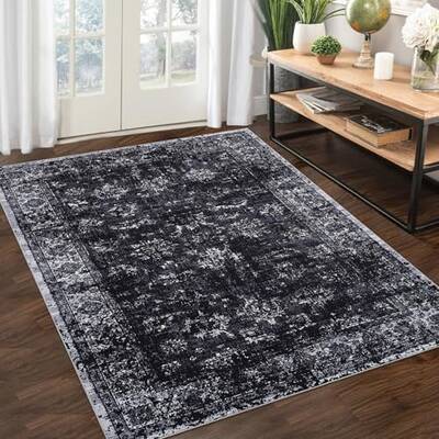 Garvee Area Rug 4x6 Rugs for Living Room Non Slip Washable Rug Low Pile Vintage Distressed Rug Stain Resistant Carpet Rug for...