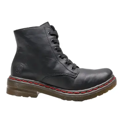 RIEKER Lace-Up Boots Black Leather Womens UK 5