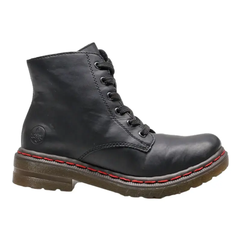 RIEKER Lace-Up Boots Black Leather Womens UK 5