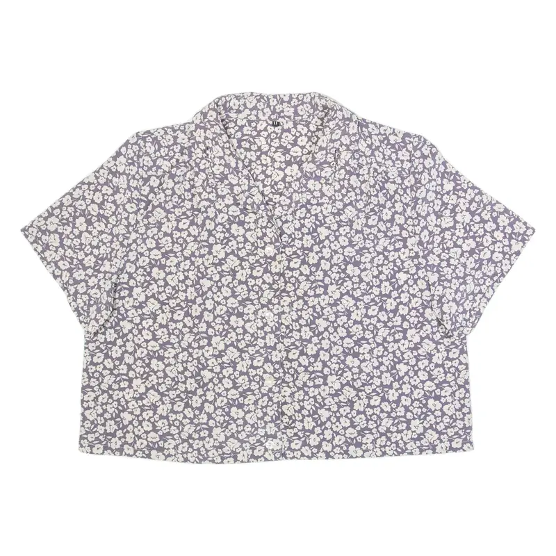 Womens Printed Shirt Cream Button Neck Floral M