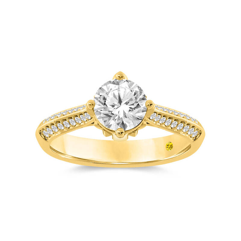 Uzma Knife Edge Hidden Halo Round Lab Grown Diamond Engagement Ring | 10K Yellow Gold 3 3/4 CT. TW.