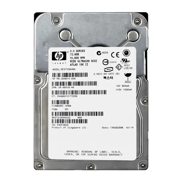 356914-008 HP 72.8GB Ultra-320 SCSI 15000 3.5-inch Hard Drive